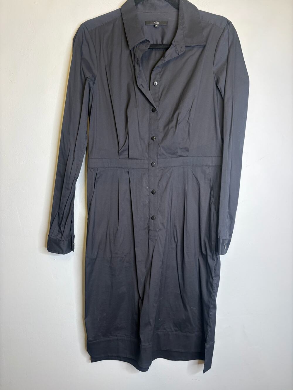 Tibi Gray Button Down Midi Shirt Dress Size 8 Long Sleeve Designer Minimalist